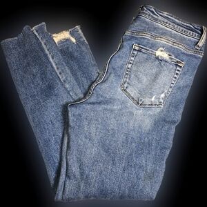 Flying Monkey Distressed Ripped Ankle Jeans Medium Wash 32